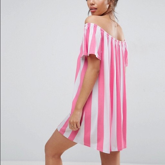 ASOS Off the Shoulder Pink Dress - Picture 2 of 2